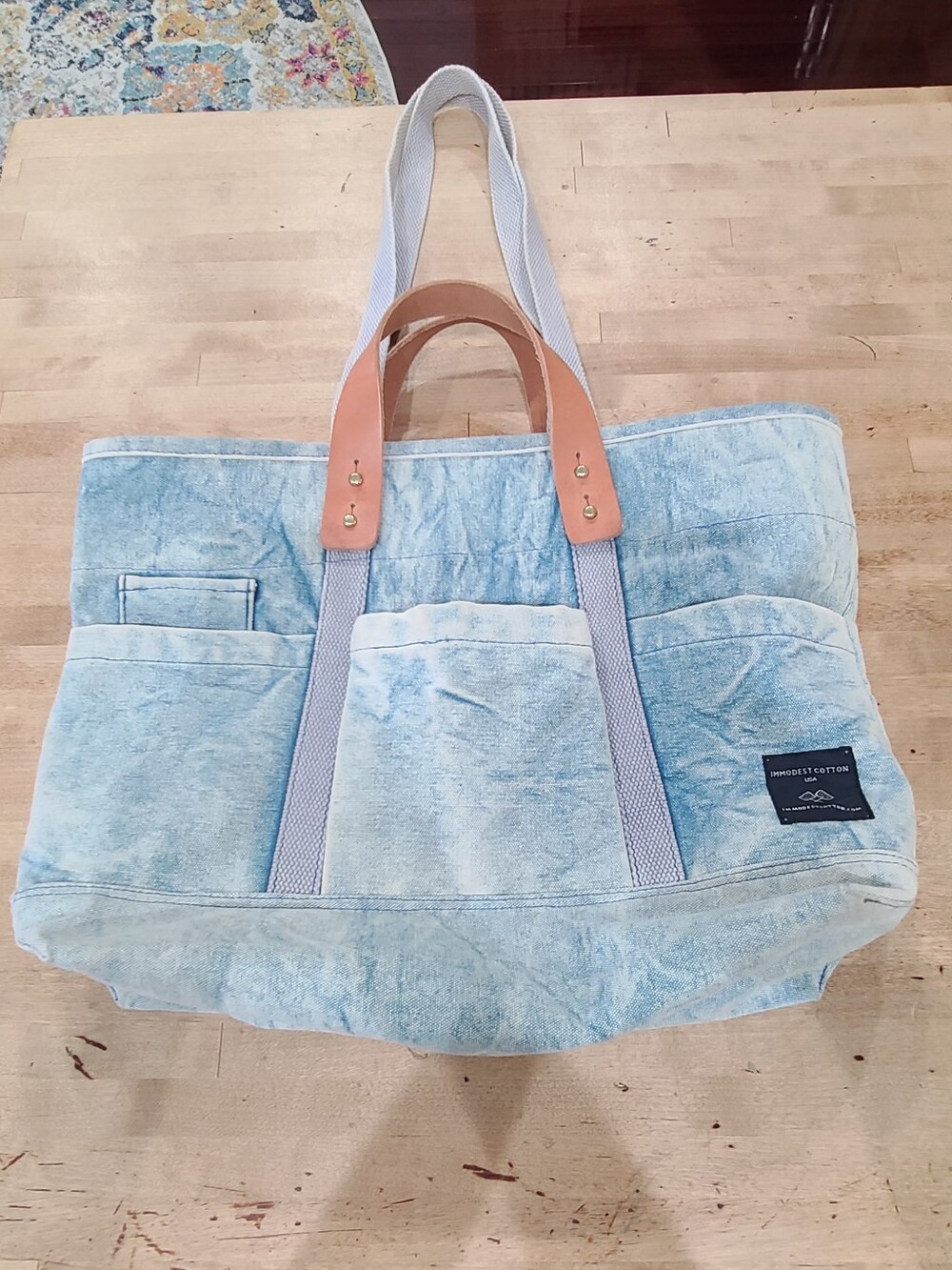Immodest Cotton Construction Tote In Acid Wash AWESOME!